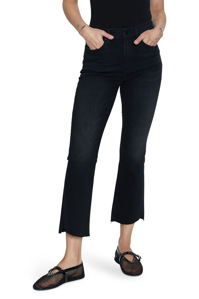 Lennon Raw Hem High Waist Crop Bootcut Jeans, Main, color, VINTAGE BLACK
