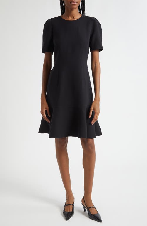 Lafayette 148 New York Flare Hem Wool & Silk Crepe Dress In Black