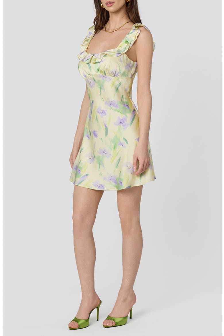 Mara Floral Print Minidress, Alternate, color, YELLOW PURPLE FLORAL