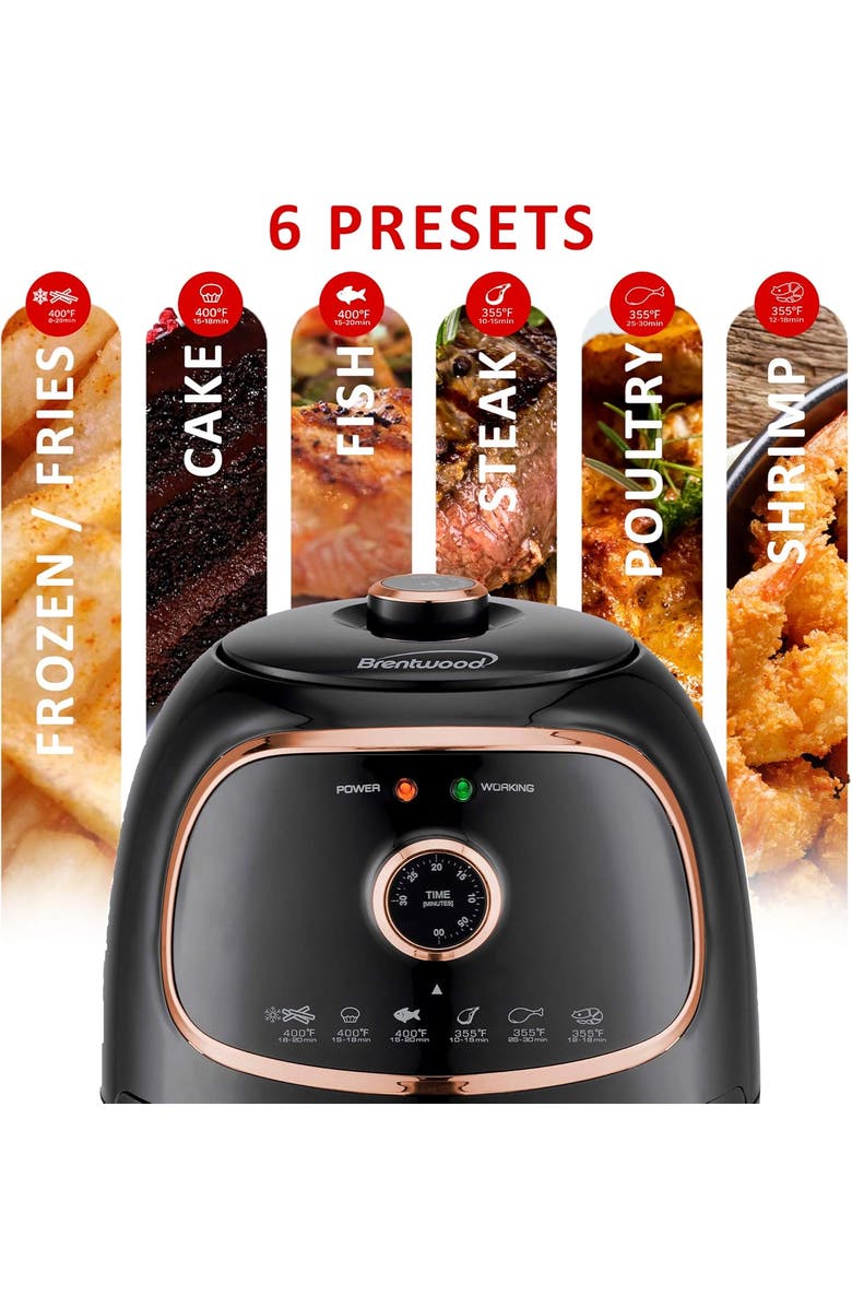Brentwood 2qt Electric Air Fryer, Alternate, color, Black And Copper