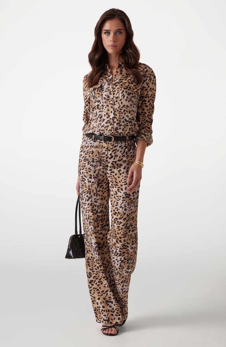 GUESS Enora Leopard Straight Leg Pants, Alternate, color, 