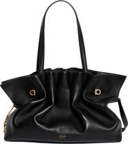 FERRAGAMO Gancio Piercing Soft Leather Shoulder Bag