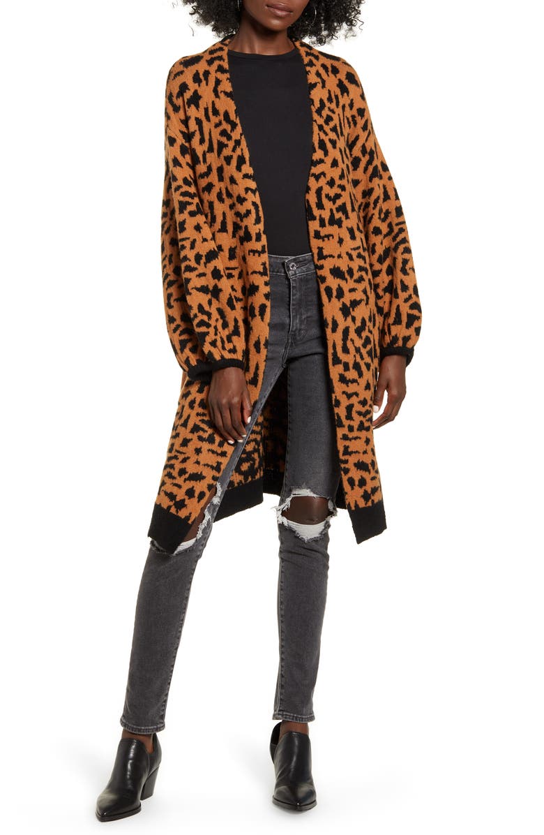 Angie Animal Jacquard Long Cardigan, Main, color, 