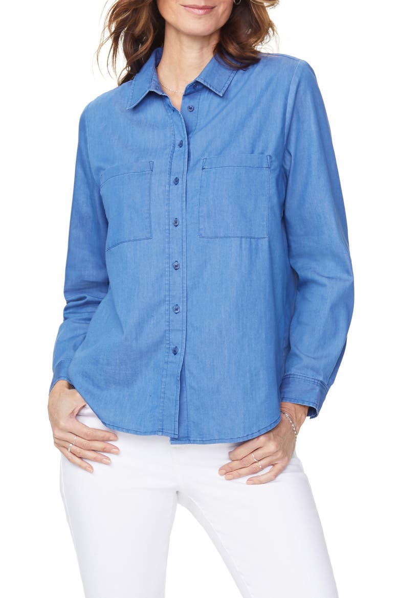 Cotton Blend Utility Shirt, Main, color, AZURE SKY WASH