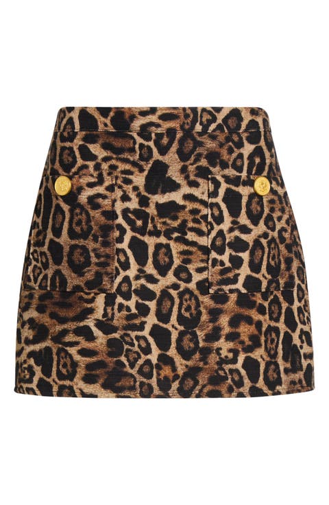 Cyra Leopard Print Cotton Miniskirt