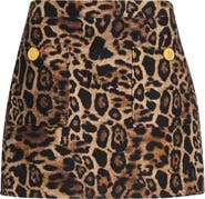 L'AGENCE Cyra Leopard Print Cotton Miniskirt