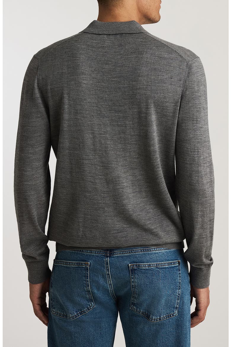 Wool Long Sleeve Polo, Alternate, color, GREY MELANGE