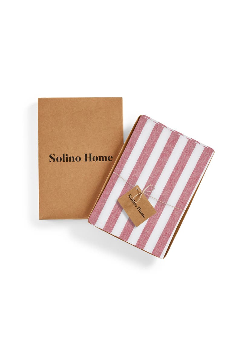 Linen Dinner Napkins - Sorrento Stripe, Alternate, color, Red and White