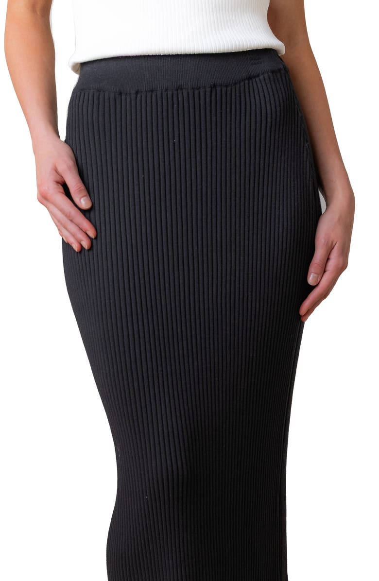 Hope & Henry Organic Rib Knit Sweater Midi Skirt, Alternate, color, Black