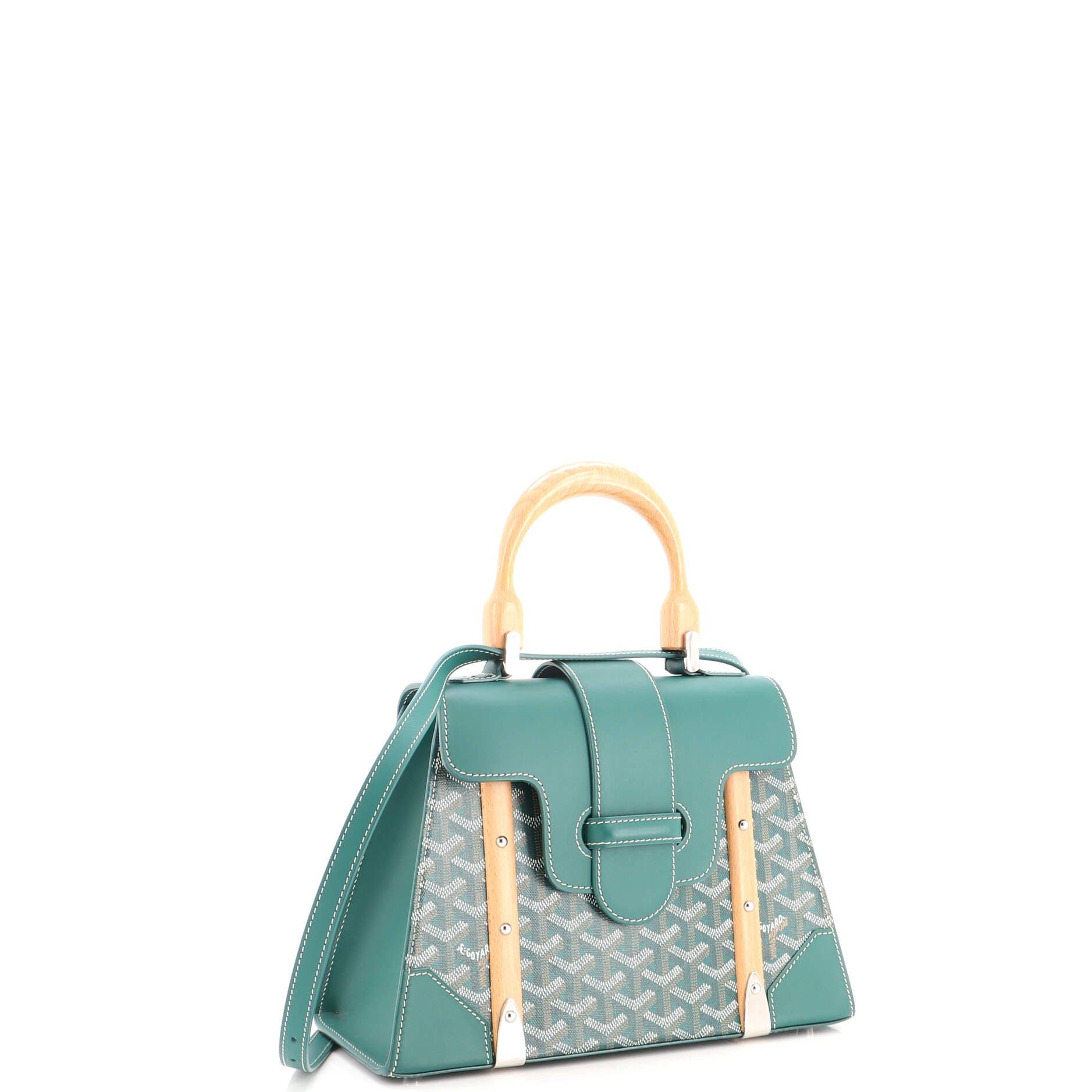 Saigon Top Handle Bag Coated Canvas with Leather PM, Alternate, color, Green