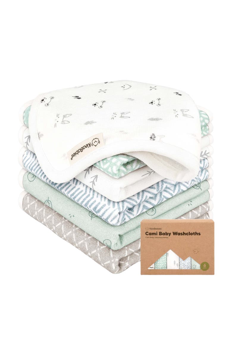 KeaBabies 6-Pack Cami Baby Washcloths, Main, color, Nordic