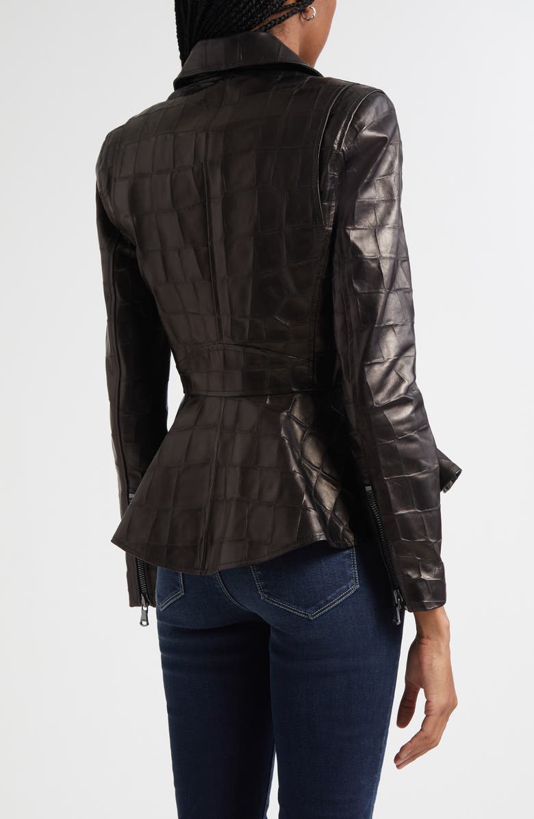 L'AGENCE Lyric Peplum Biker Jacket, Alternate, color, Black