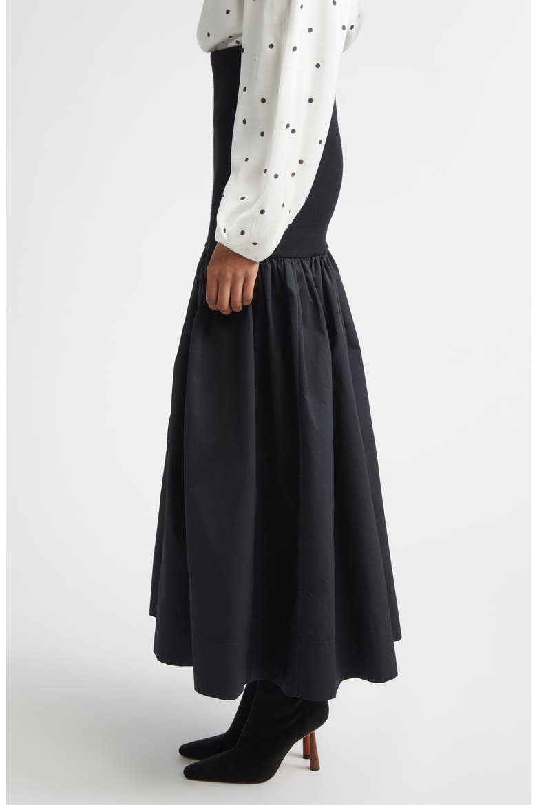 Cami Mixed Media Maxi Skirt, Alternate, color, BLACK/ BLACK