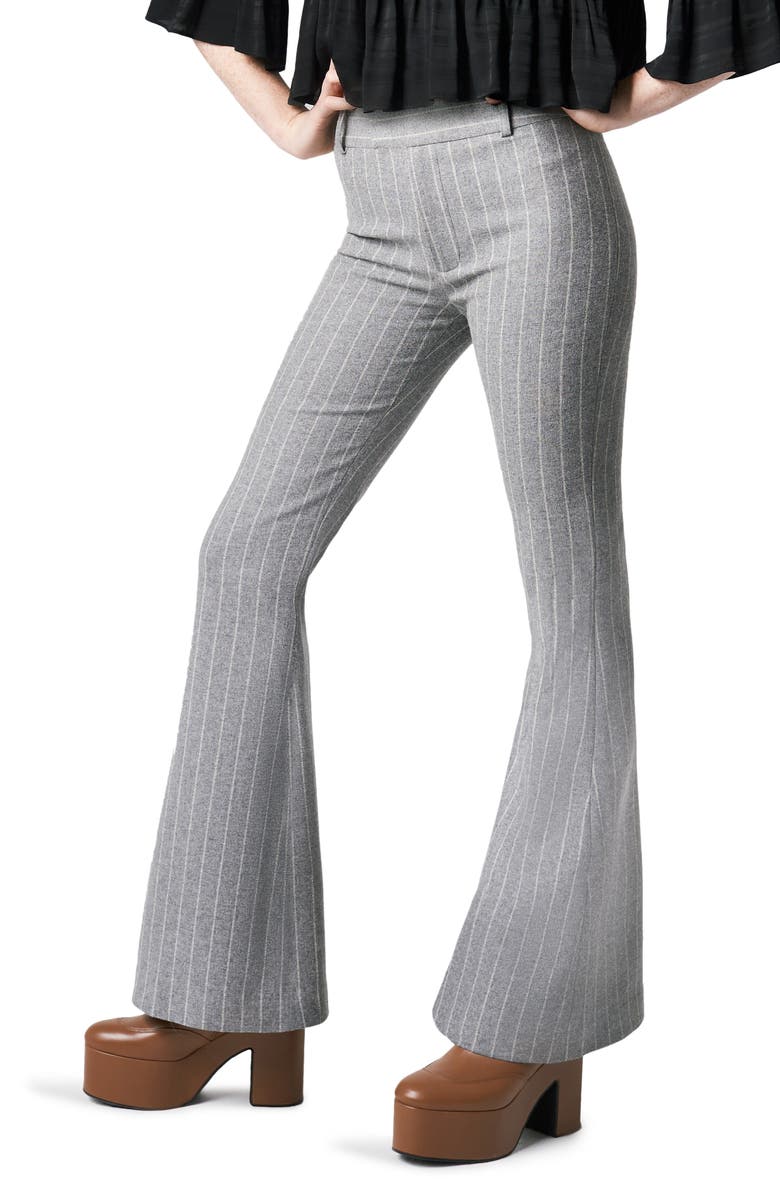 Smythe Pinstripe Flare Leg Wool Blend Trousers, Main, color,