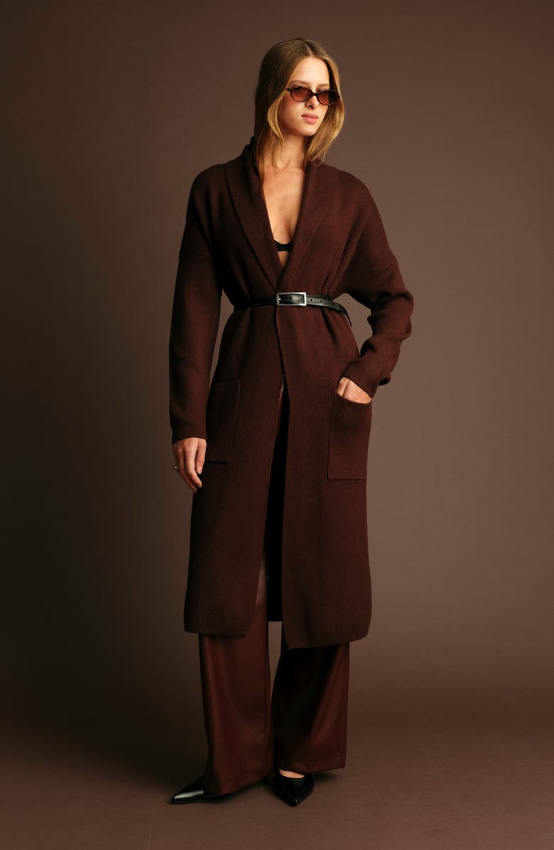 DELUC Chandler Maxi Cardigan, Alternate, color, Cacao