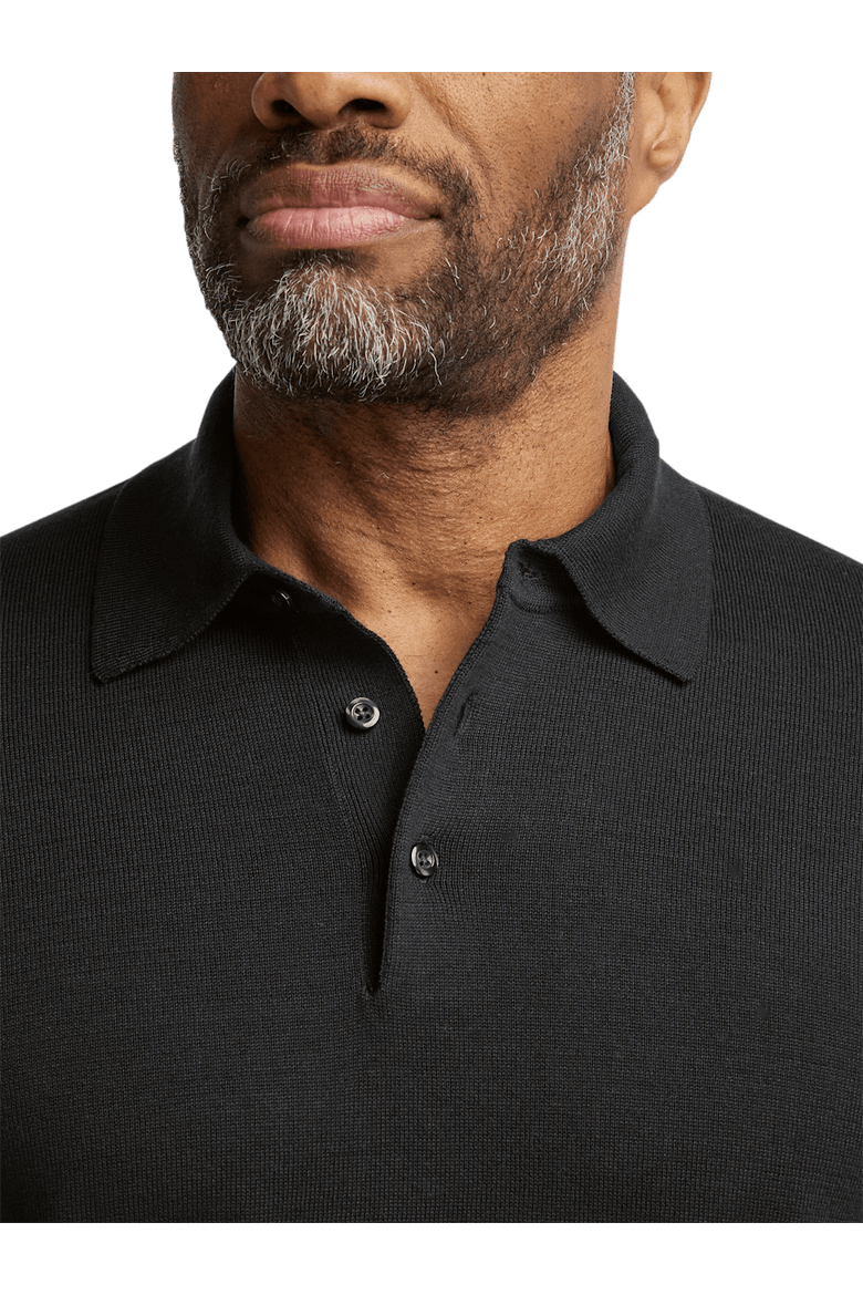Supima Cotton Three Button Polo, Alternate, color, Black