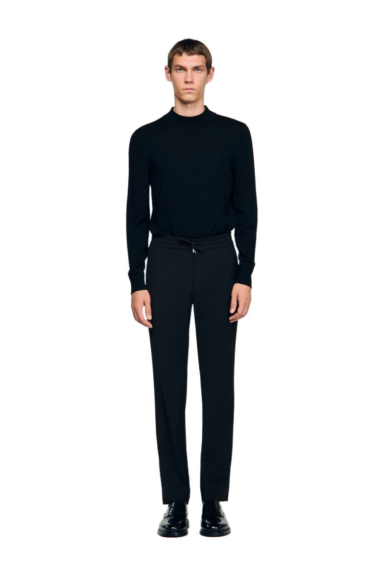 Elasticated straight-leg trousers, Alternate, color, Black