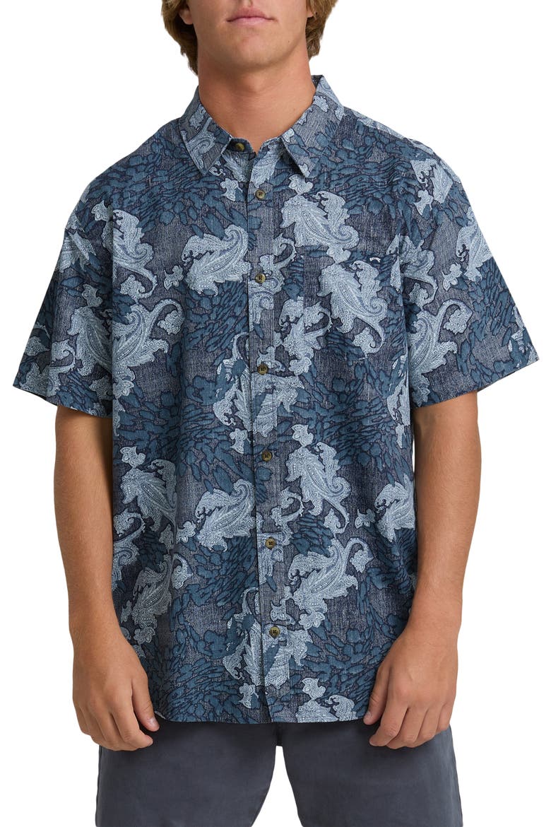 Sundays Paisley Short Sleeve Button-Up Shirt, Main, color, MID BLUE