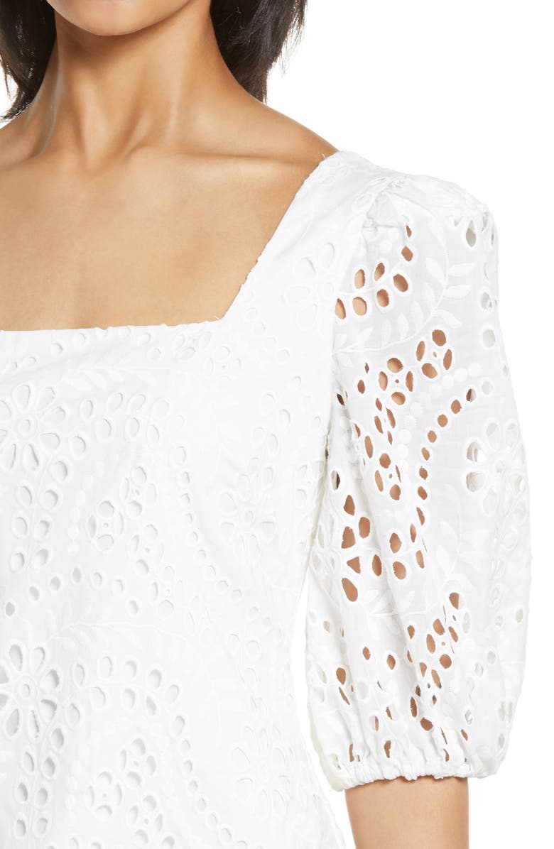 Eliza J Balloon Sleeve Eyelet Dress, Alternate, color,