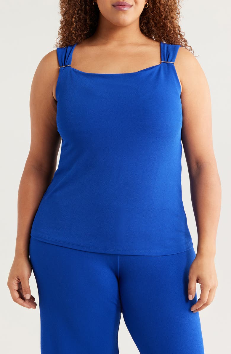 Anne Klein Shirred Crepe Top, Main, color, 