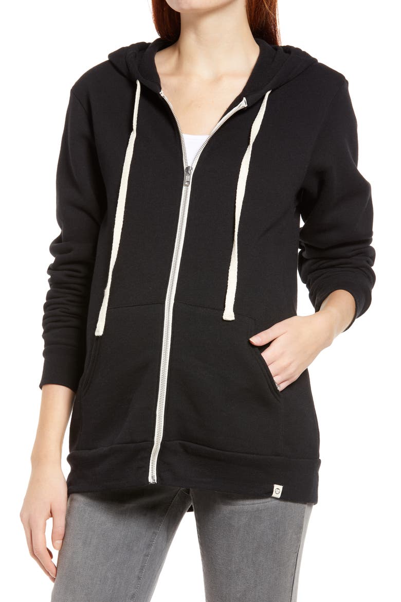 Mama Fleece Maternity Zip Hoodie, Alternate, color, BLACK