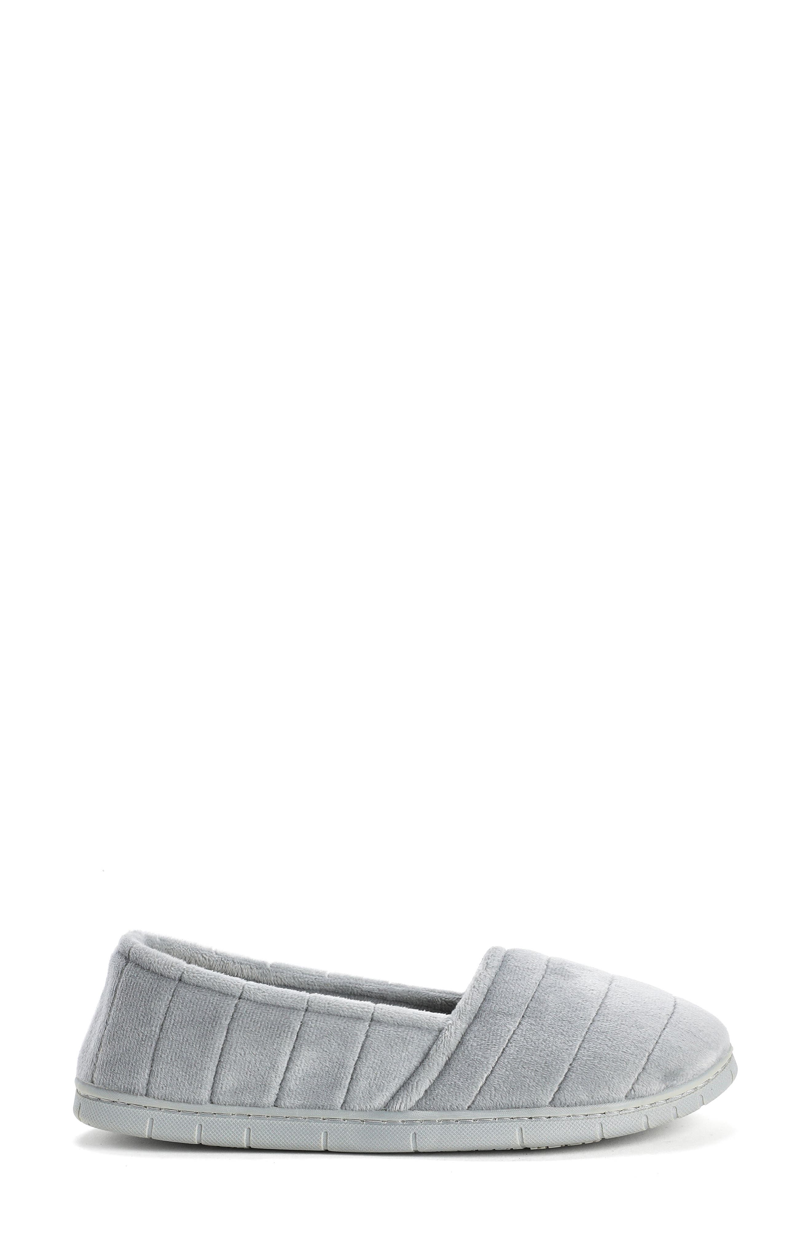 DEARFOAMS Nova Quilted Velour Slipper, Alternate, color, Sleet