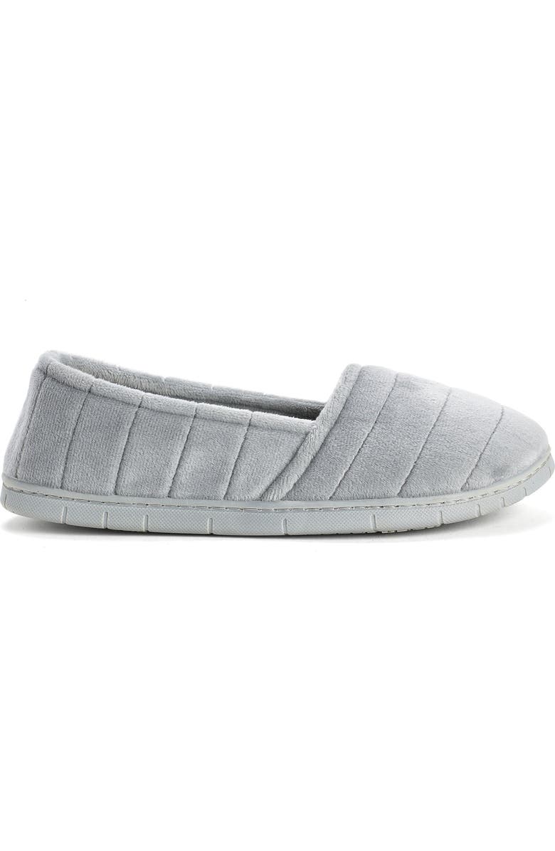 DEARFOAMS Nova Quilted Velour Slipper, Alternate, color, Sleet