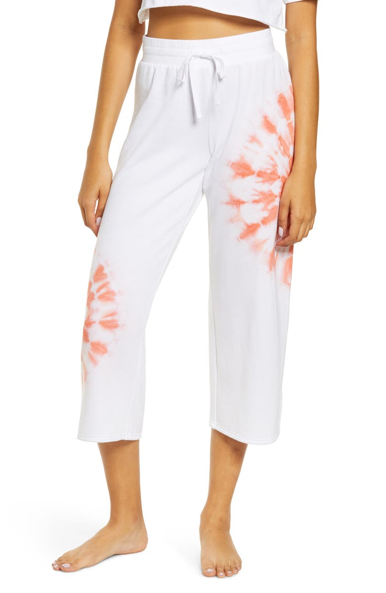 BP. All Weekend Crop Pants, Main, color, White Placed Tie Dye