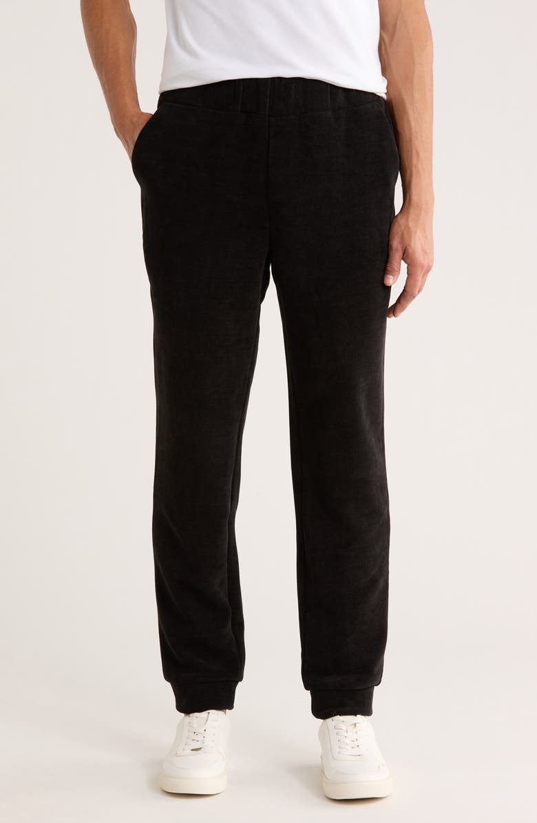 FLEECE FACTORY Plush Sueded Joggers, Main, color, Black