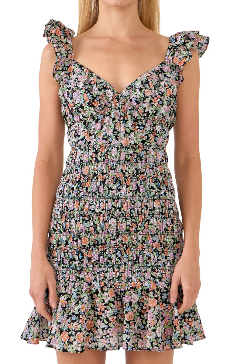 Free the Roses Floral Smocked Cotton Minidress, Alternate, color, 