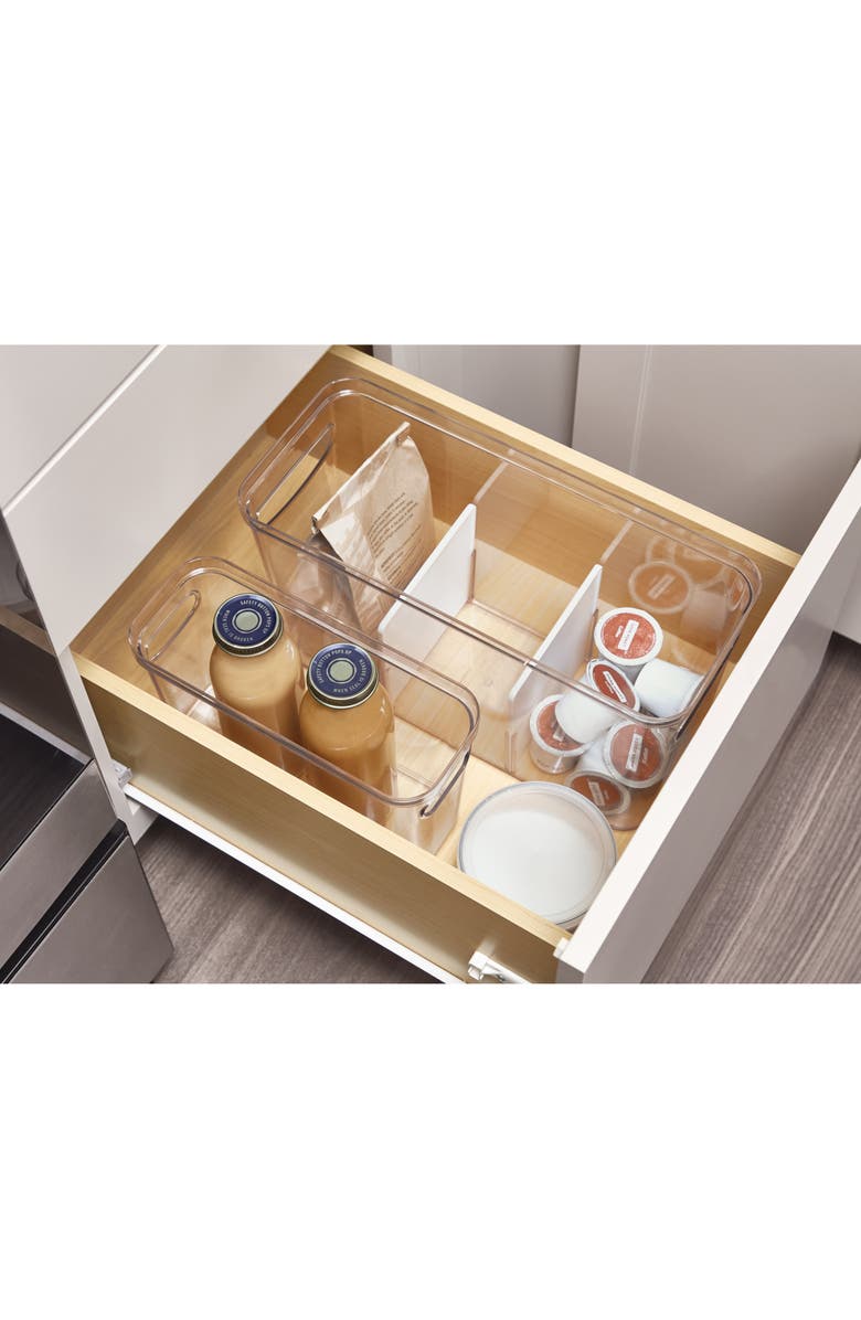 iDesign 3-Section Divided Pantry Organizer Bin - Set of 4 - Clear/White, Alternate, color, Clear