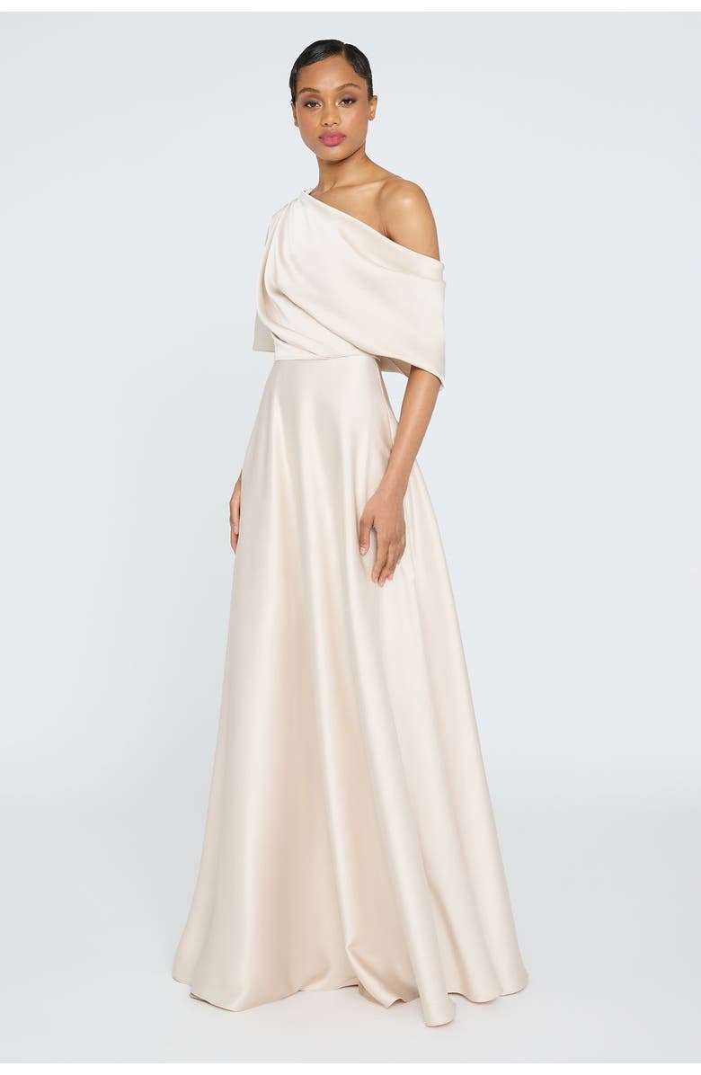 Theia Alessandra Asymmetrical Gown, Alternate, color, Sand
