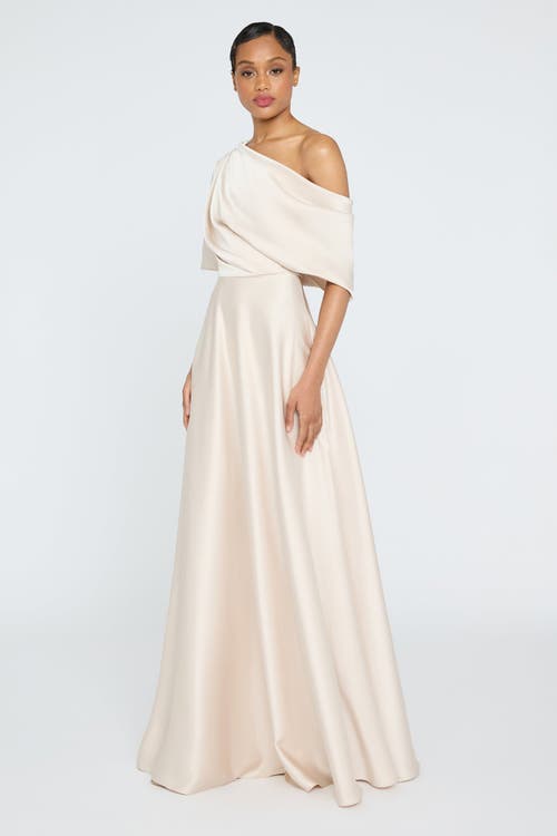 Theia Alessandra Asymmetrical Gown In Neutral