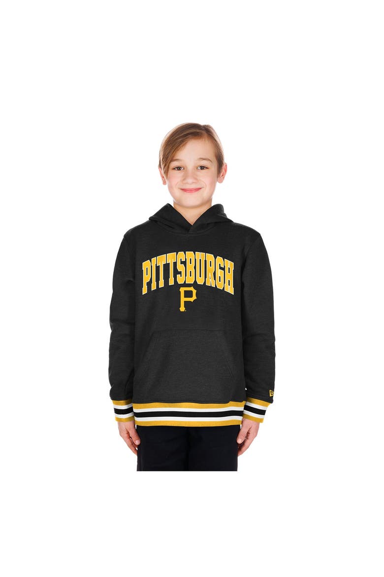 Youth New Era Black Pittsburgh Pirates Knit Trim Pullover Hoodie, Main, color, Black