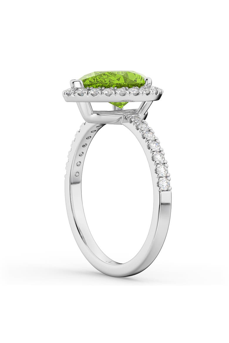 Pear Cut Halo Peridot & Diamond Engagement Ring 14K, Alternate, color, 1.91ct/White Gold