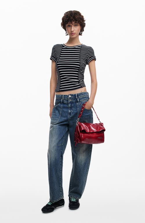 Desigual Patent Faux Leather Handbag In Red