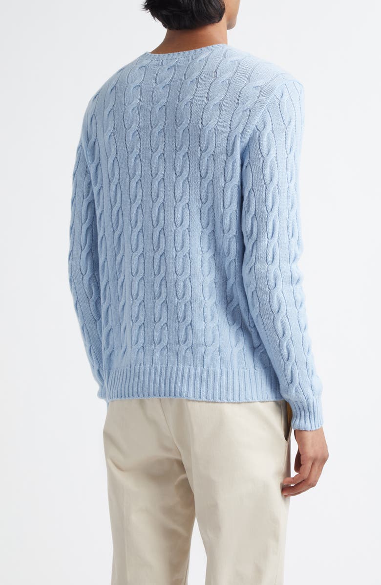 Ralph Lauren Purple Label Cable Stitch Cashmere Crewneck Sweater, Alternate, color, Chambray Blue
