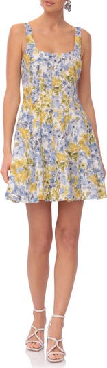 Linen Blend Fit & Flare Minidress