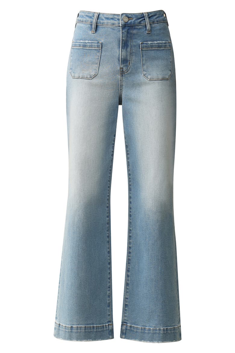Patch Pocket High Waist Wide Leg Jeans, Alternate, color, LIGHT BLUE