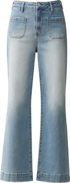 Bayeas Patch Pocket High Waist Wide Leg Jeans