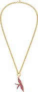 Lionheart 14K Gold Wings of Love Ruby Swallow Charm Rolo Necklace