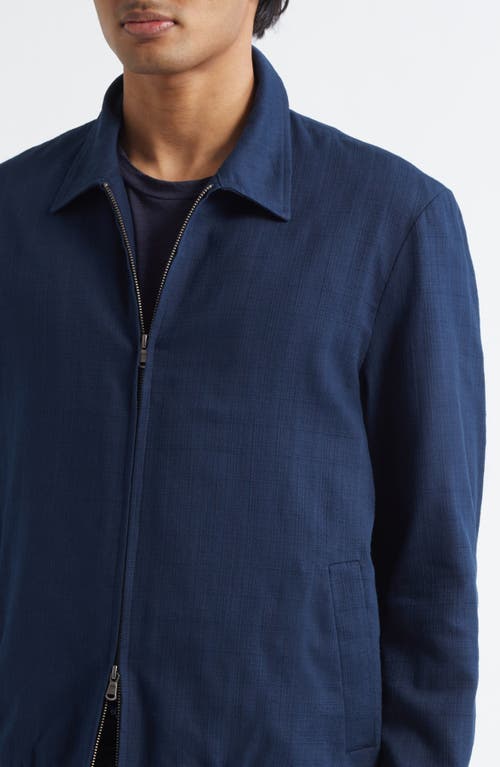 Sunspel Textured Cotton Raffia Blouson Jacket In Navy