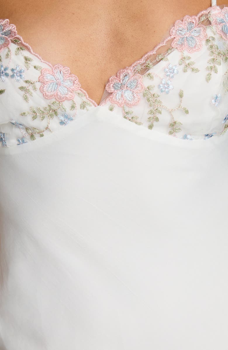 Princess Polly Hintz Embroidered Satin Minidress, Alternate, color, White