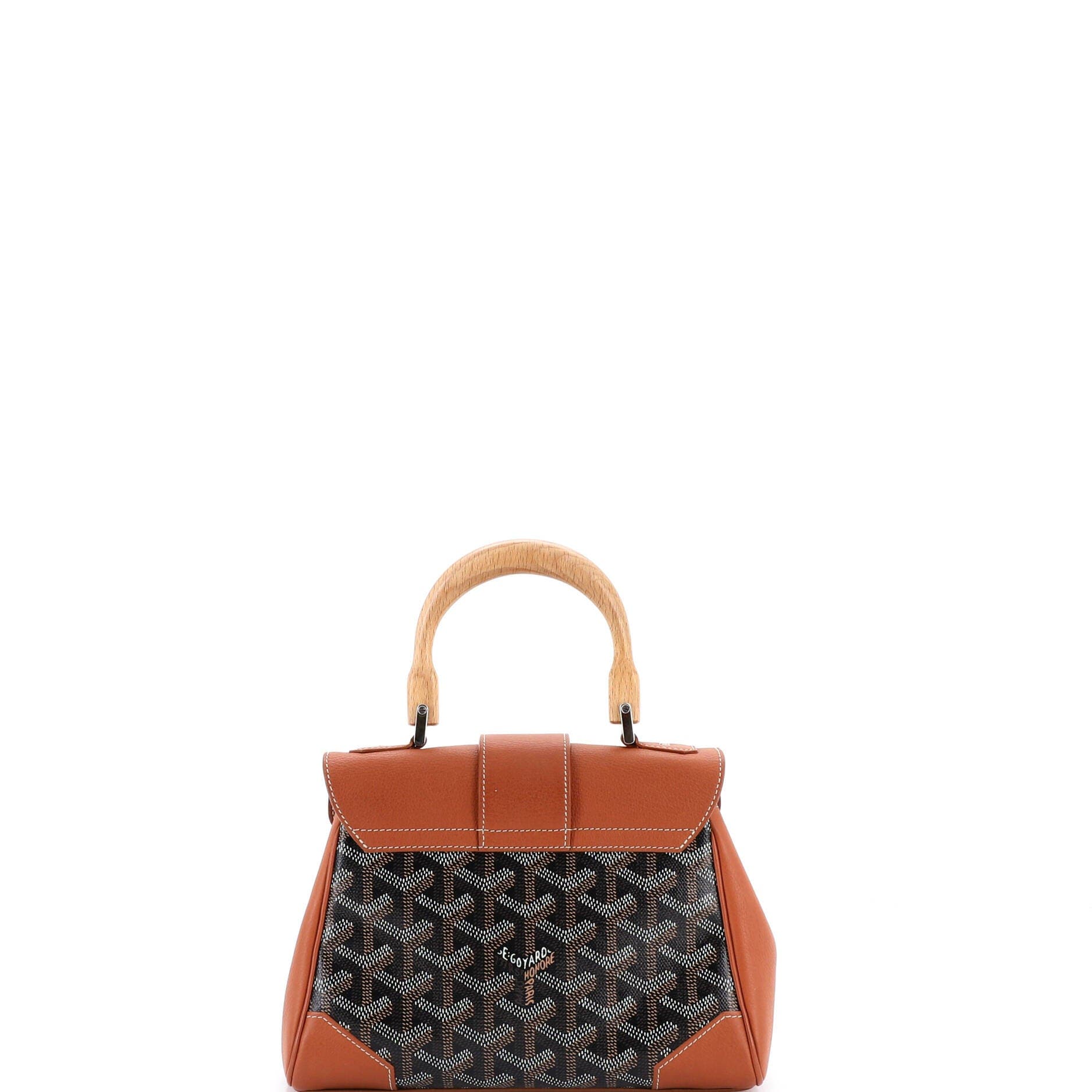 Pre-Owned Goyard Saigon Top Handle Bag Coated Canvas with Leather Mini, Alternate, color, Brown