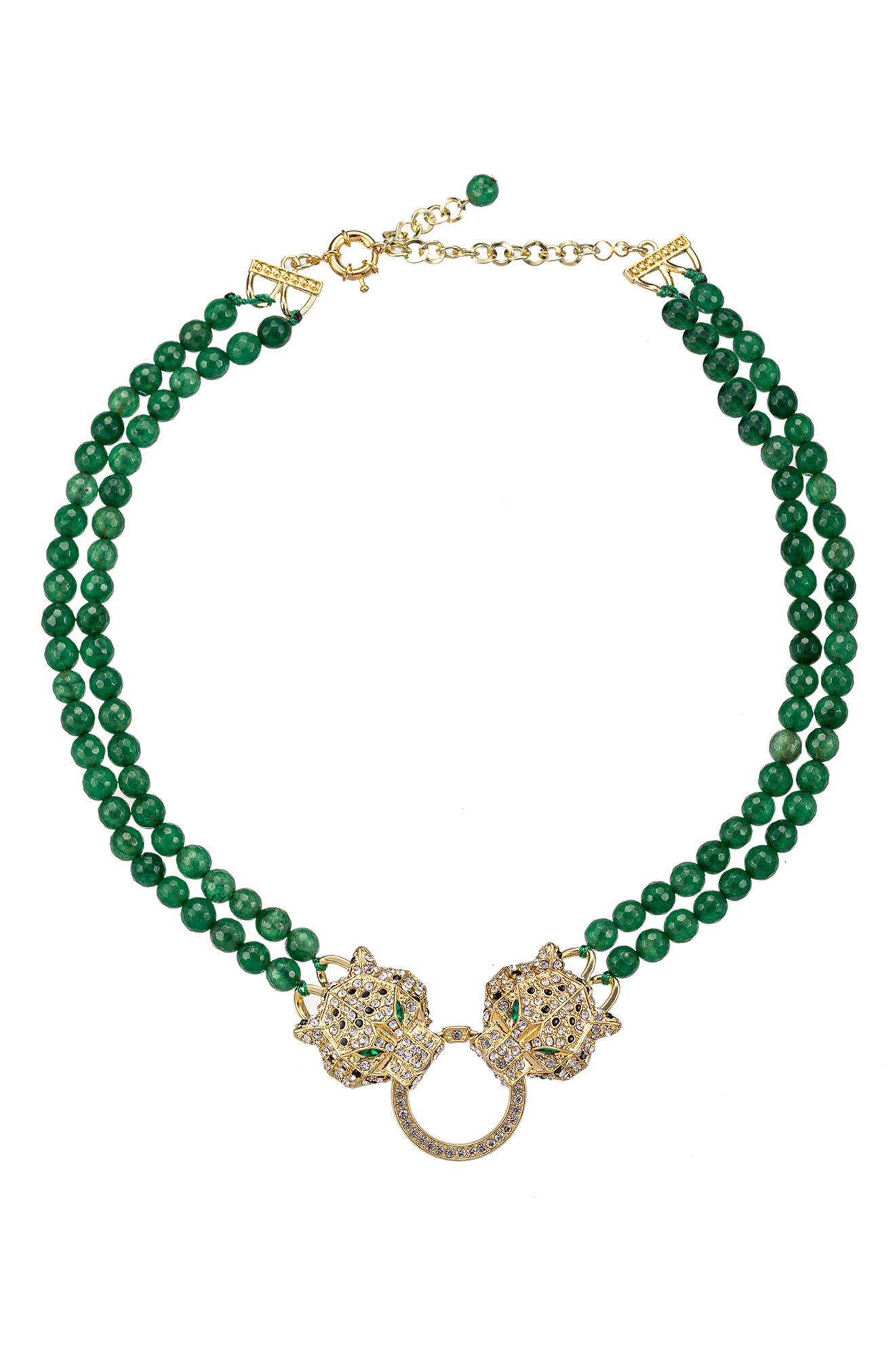 EYE CANDY LOS ANGELES Double Leopard Natural Stone Necklace