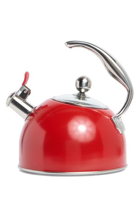 Stainless Steel 2.6 Quart Whistling Tea Kettle - Red