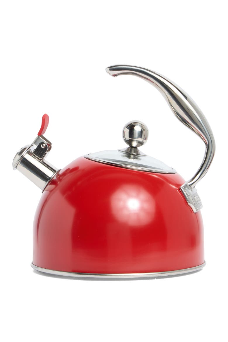 Stainless Steel 2.6 Quart Whistling Tea Kettle - Red video