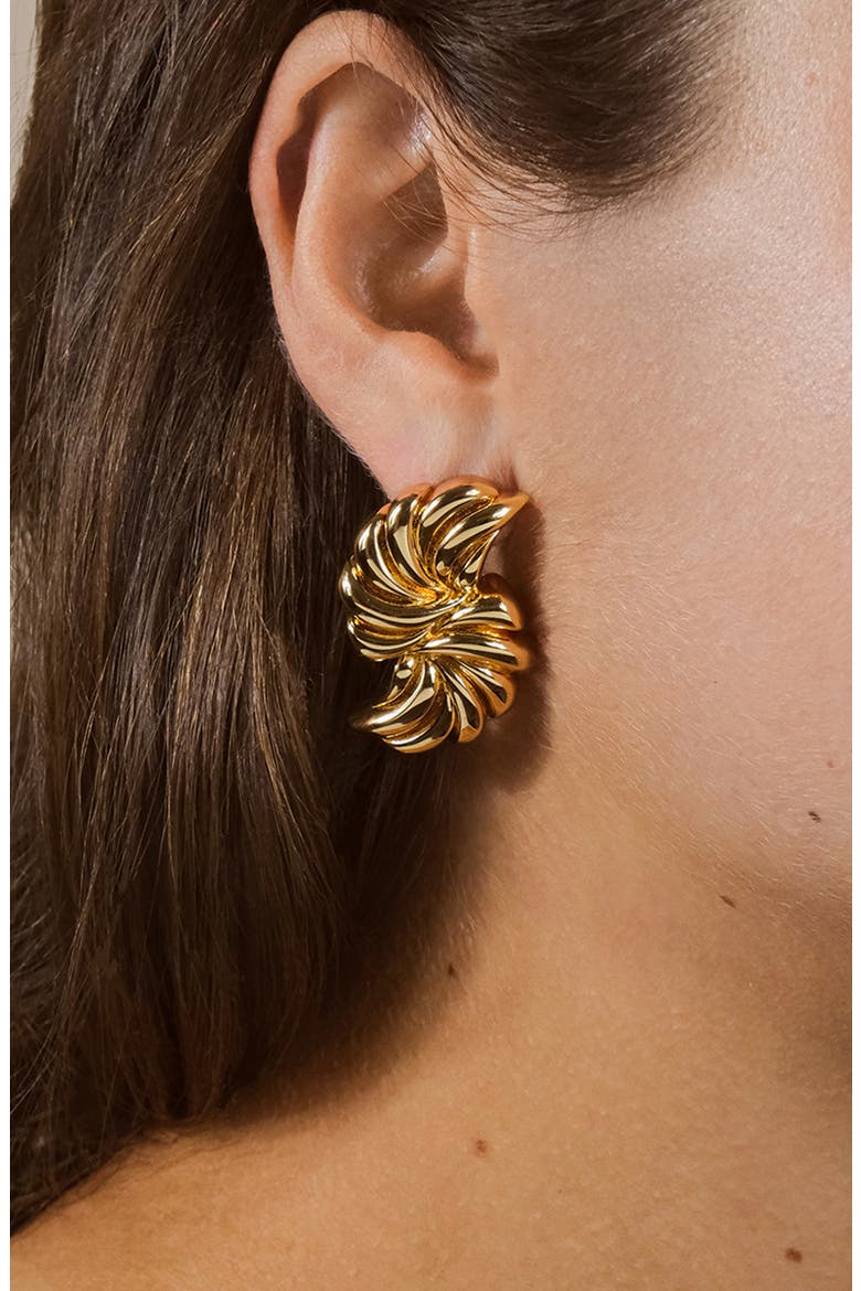 Twisted Croissant Stud Earrings, Alternate, color, GOLD