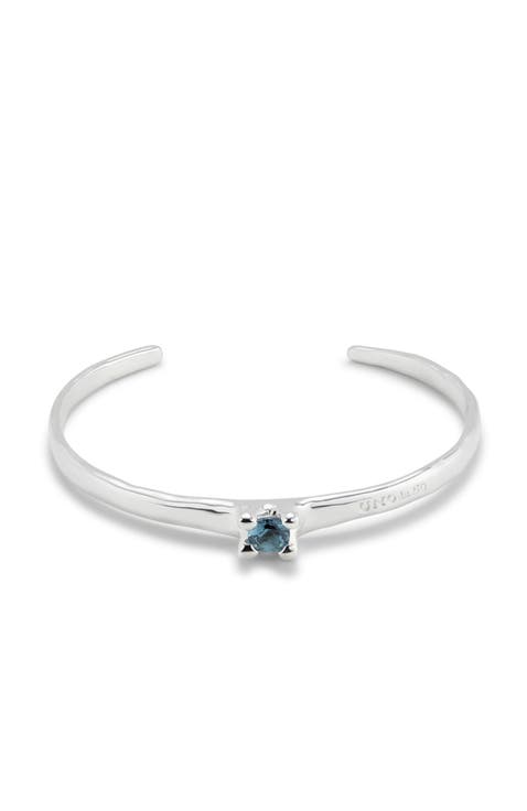 Cuff Bracelet With Blue Cubic Zirconia