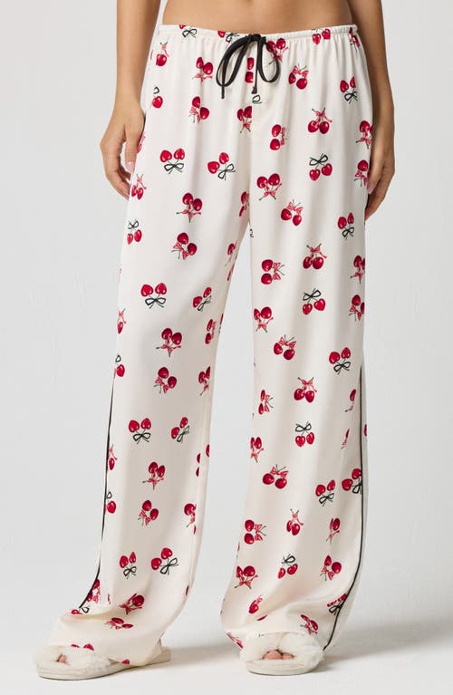 Florence By Mills Bow Satin Pajama Pants In Neutral
